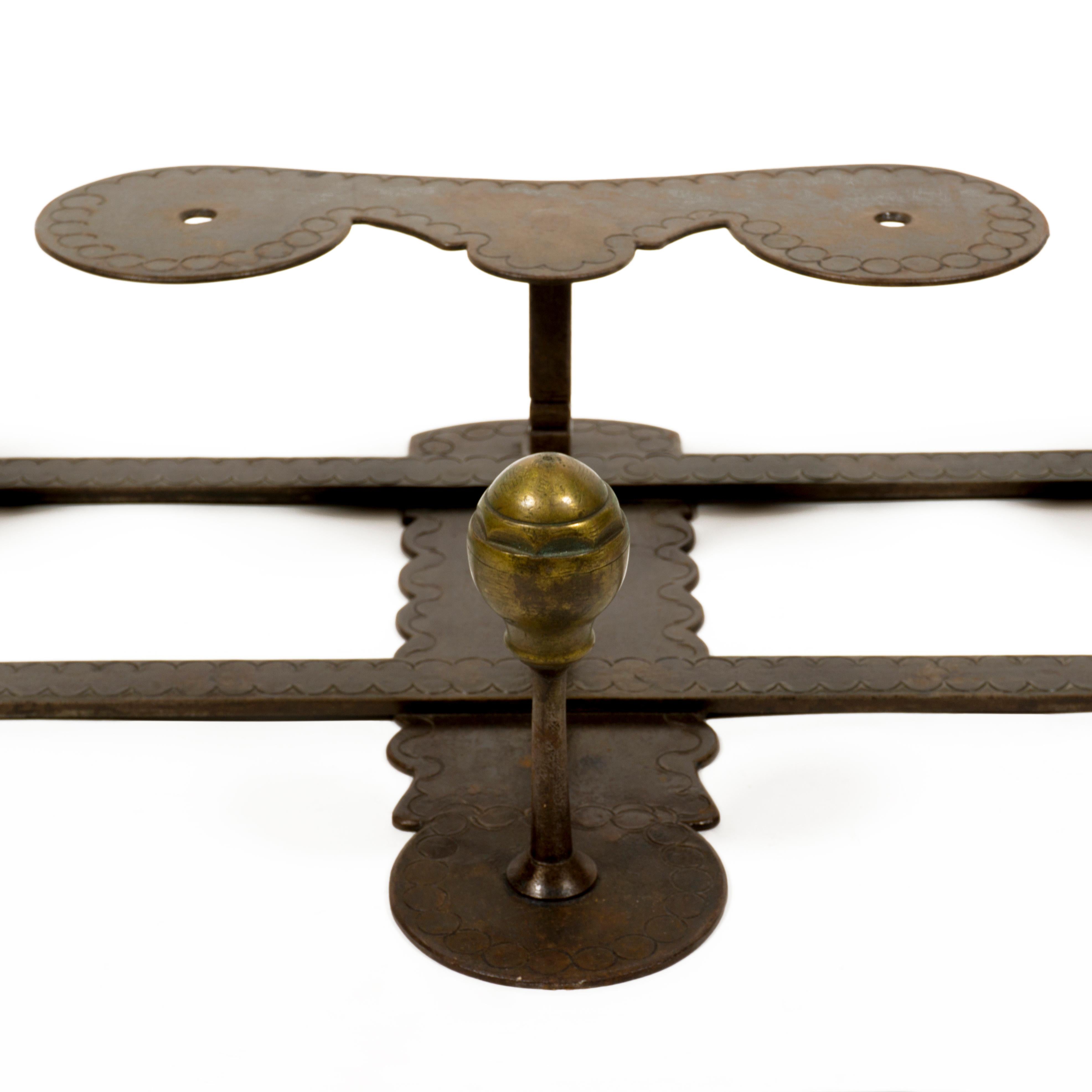 20th Century Large embossed Iron and Brass Vintage Wall Mounted Coat Rack from Italy  For Sale