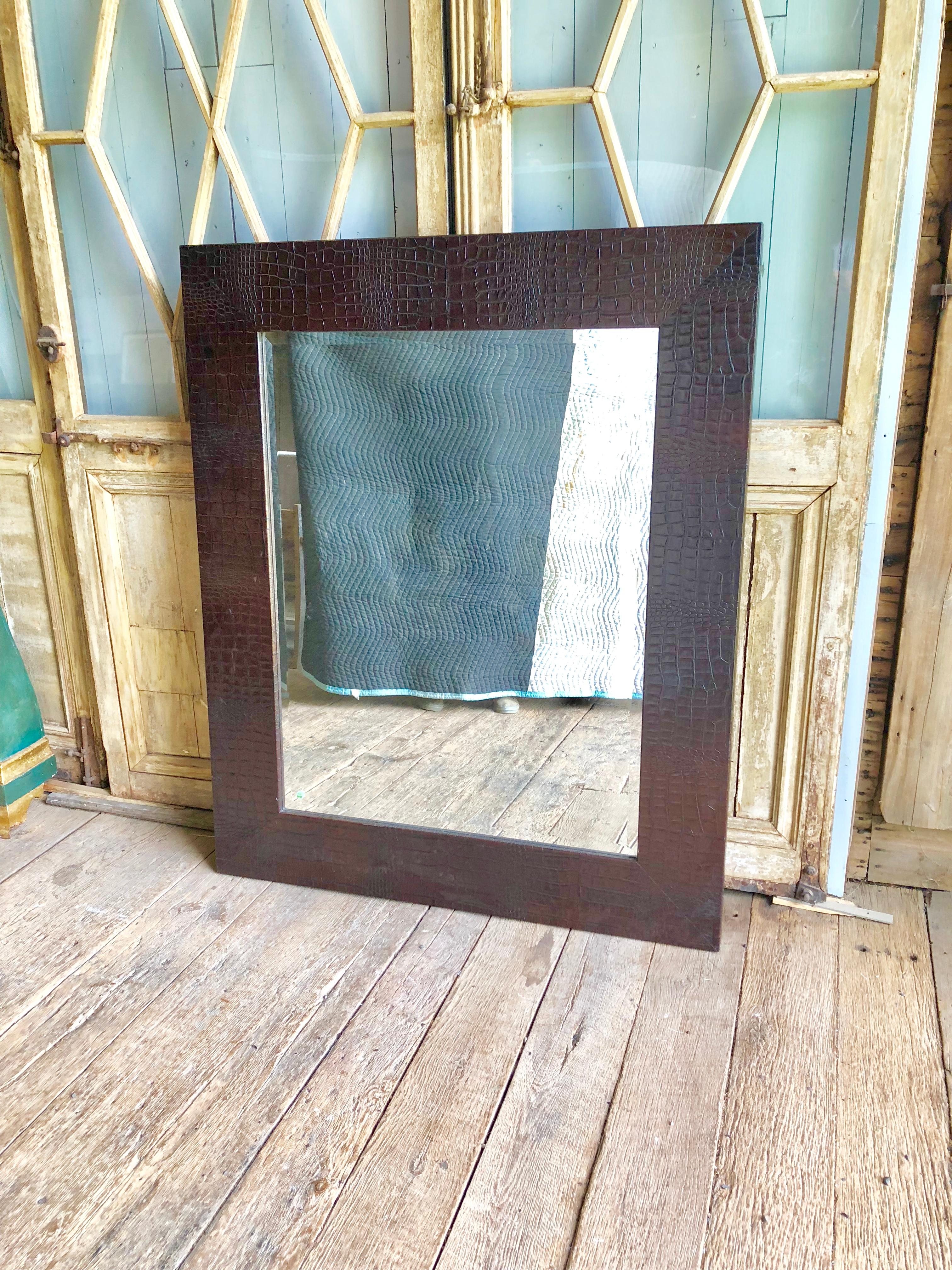 leather framed wall mirror