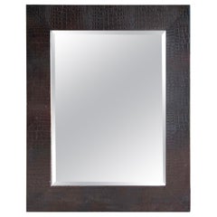 Large Embossed-Leather Framed Mirror