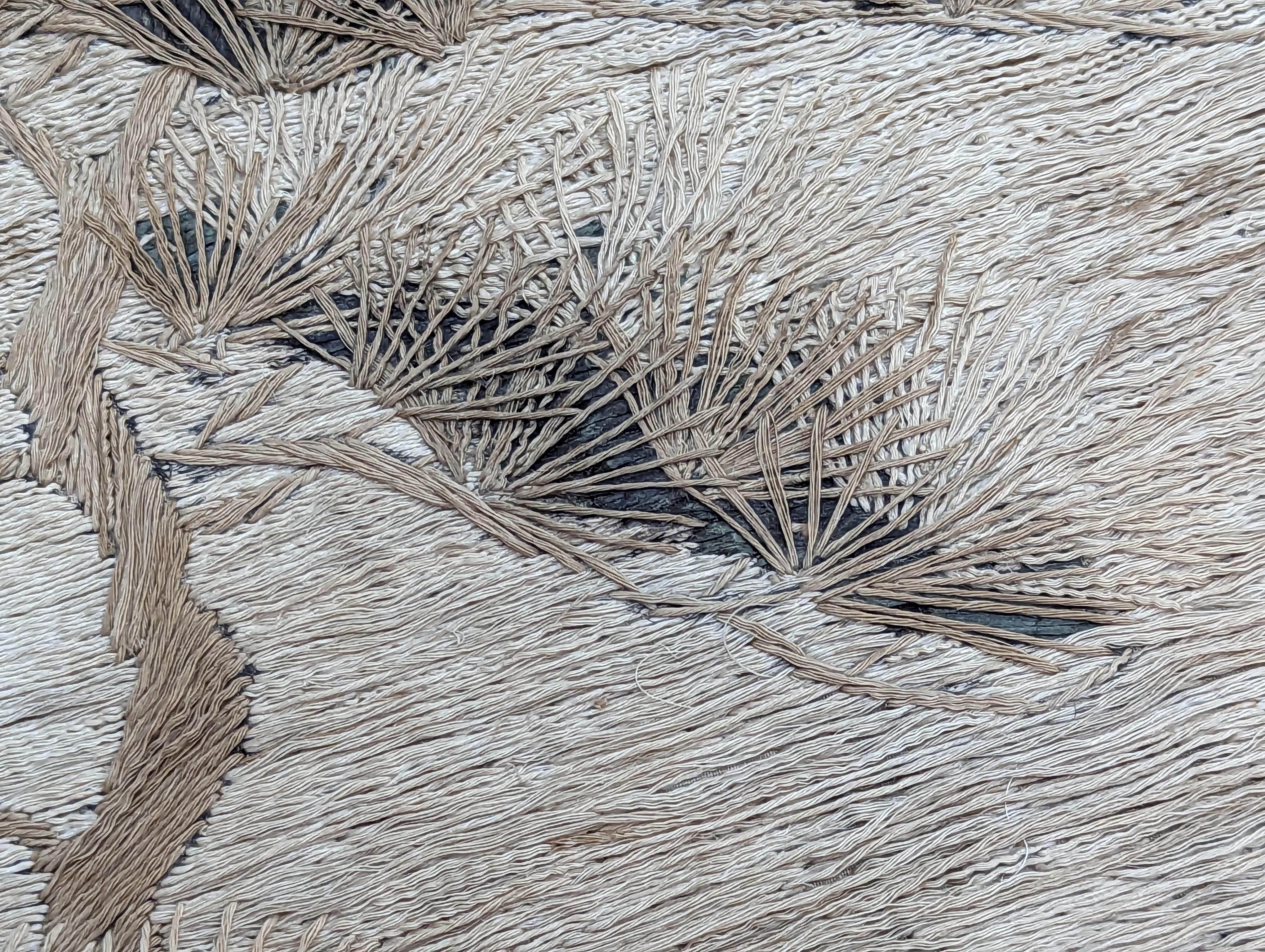 Grande tapisserie d'aigle brodée Période Meiji, Japon S. XIX 3