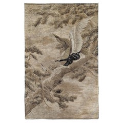 Grande tapisserie d'aigle brodée Période Meiji, Japon S. XIX