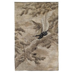 Antique Large Embroidered Eagle Tapestry Meiji Period, Japan S. XIX