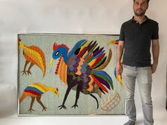 Large Embroidered Turkey Wall Hanging