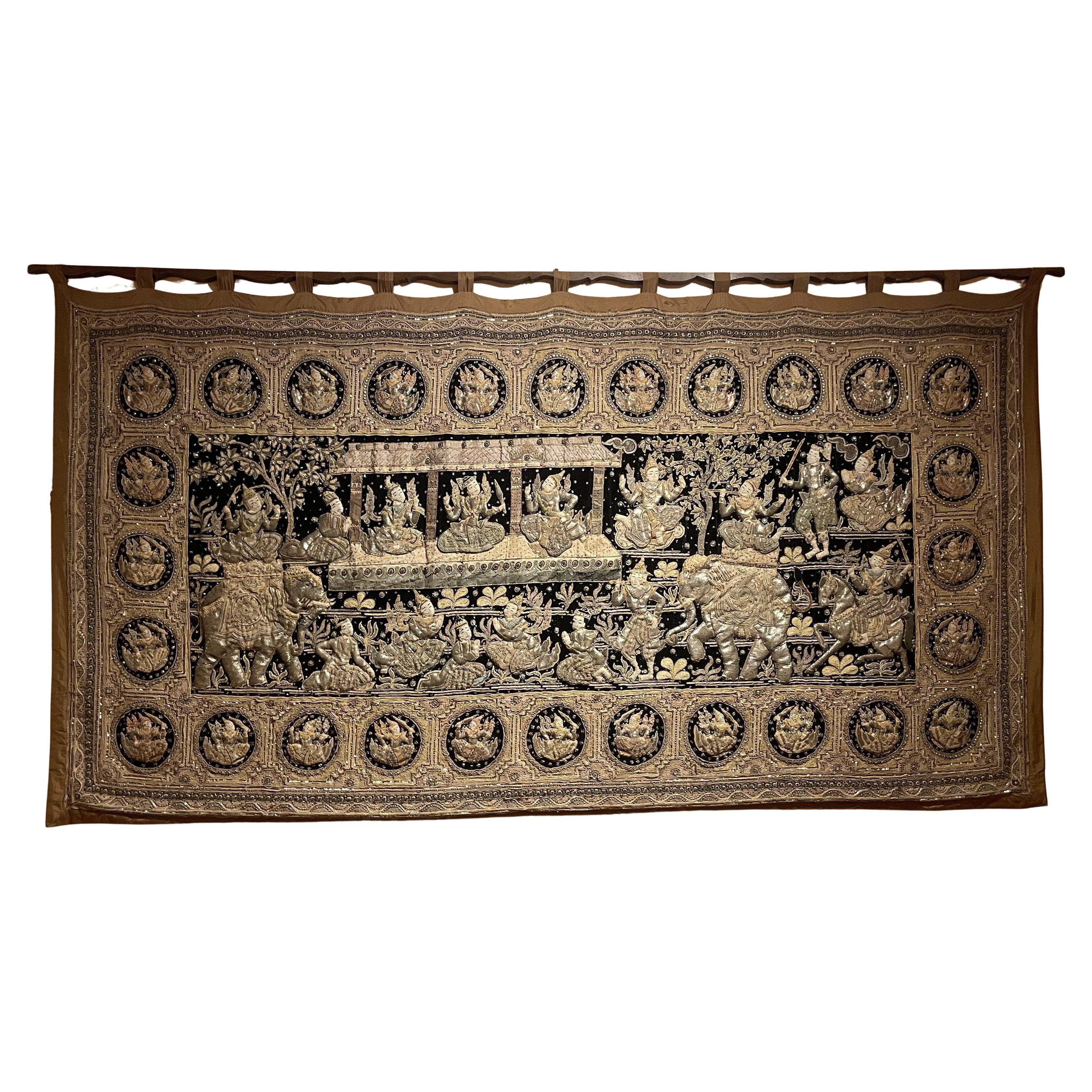 Grand royaume de Siam 19ème siècle 3m35-1m85
