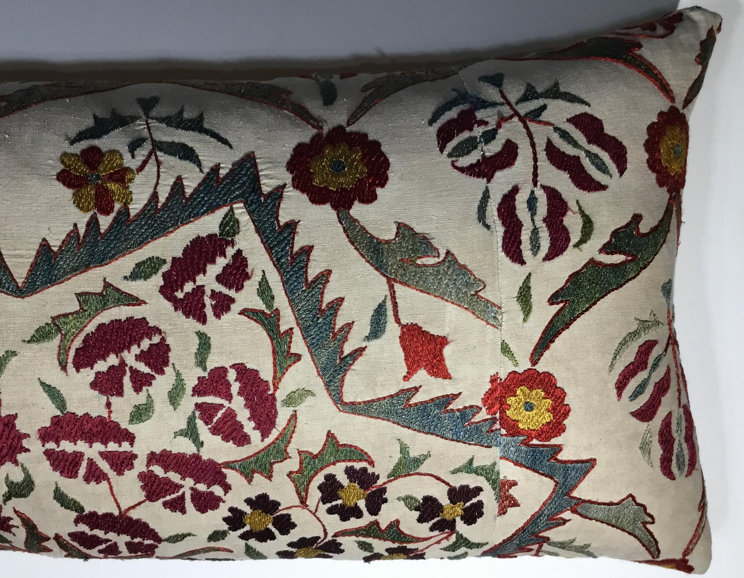 Large Embroidery Suzani Pillow In Good Condition In Delray Beach, FL