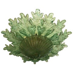 Large Emerald Green and Gold Murano Light Fixture