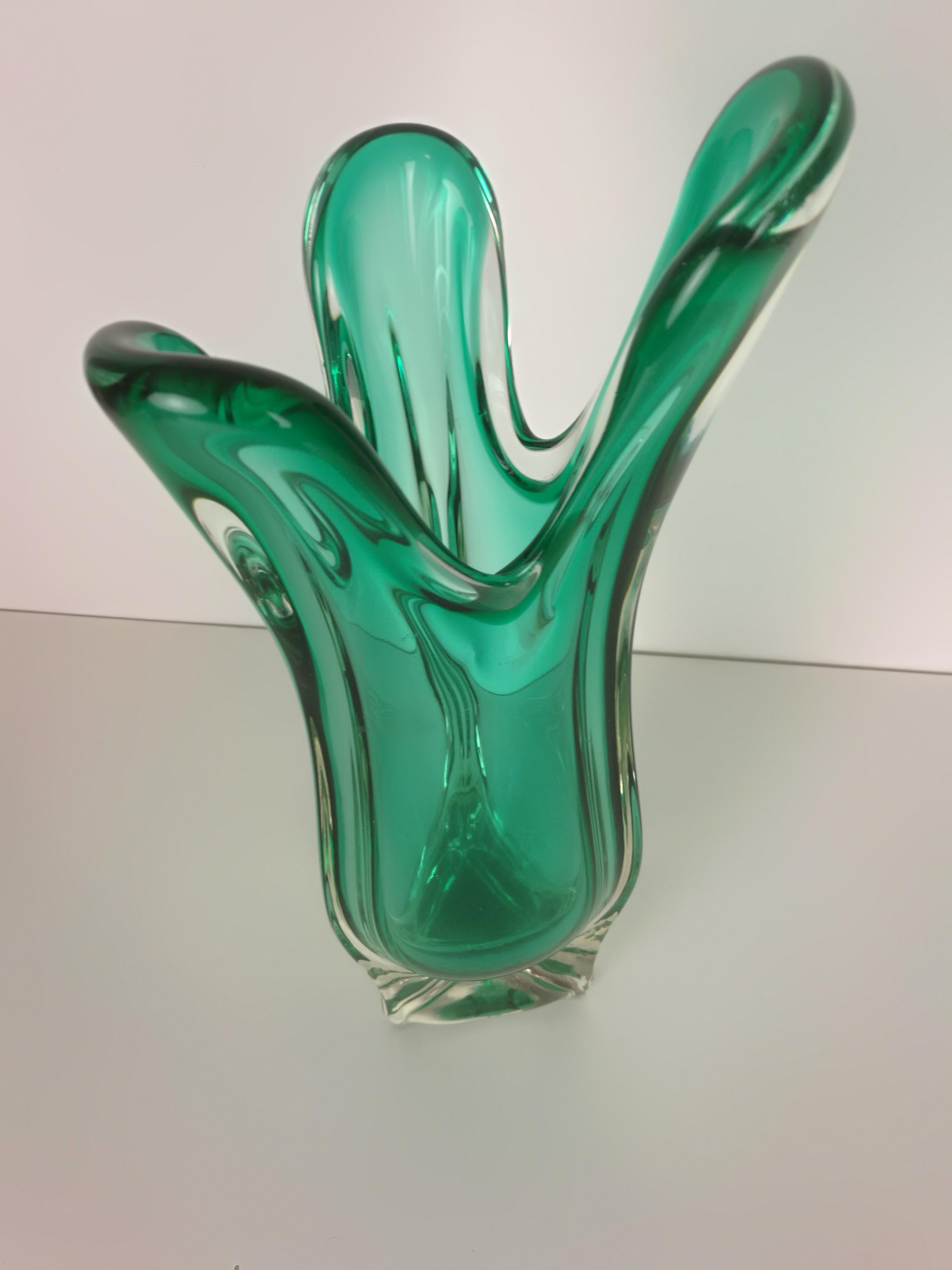 Large Emerald Green Murano Swung Vase, Italy, 1960s 1