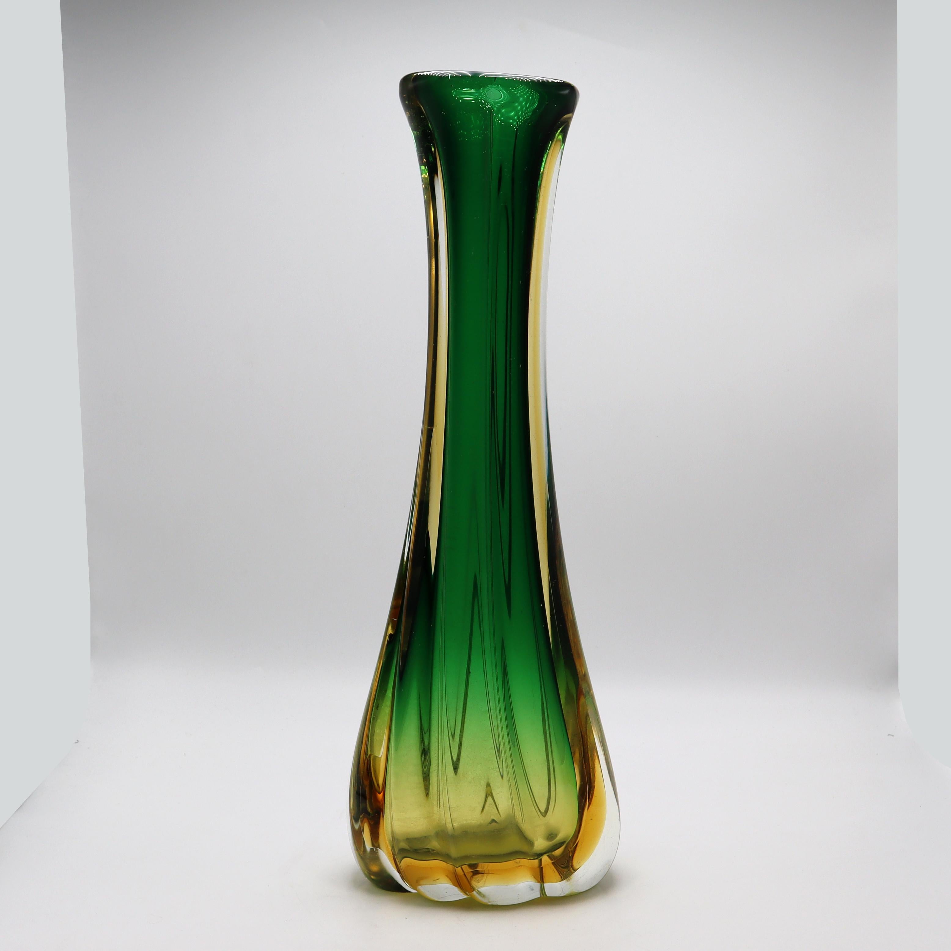 Large Emerald murano glass vase, c. 1960.