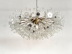 Large Emil Stejnar Brass and Glass Snowflake Sputnik Starburst Flush Mount Light