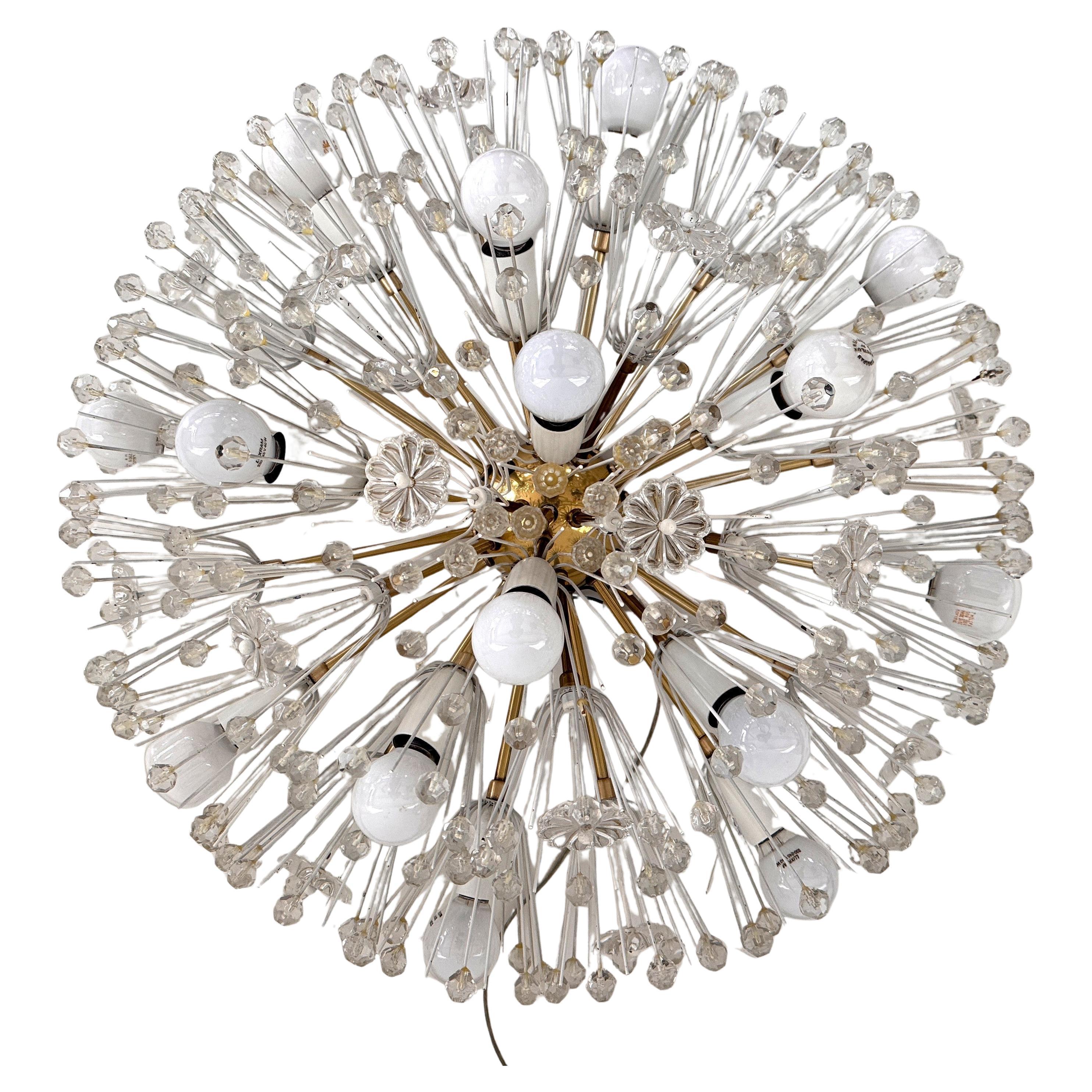 Large Emil Stejnar Brass and Glass Snowflake Sputnik Starburst Flush Mount Light