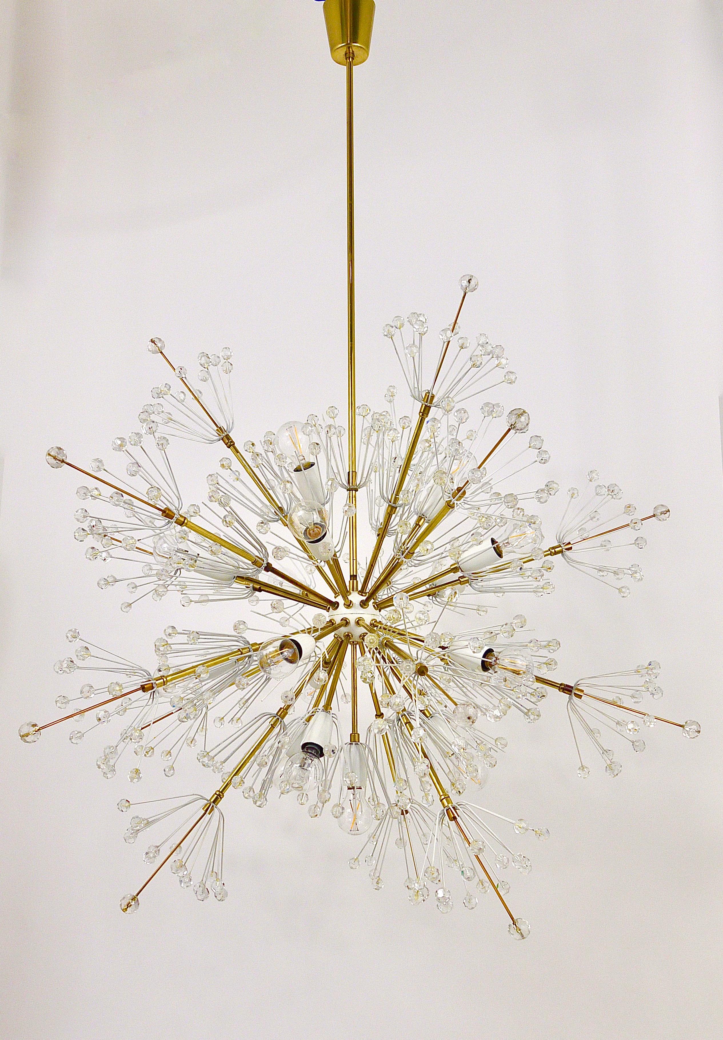 Large Emil Stejnar Midcentury Sputnik Brass Chandelier by Rupert Nikoll, Austria For Sale 6