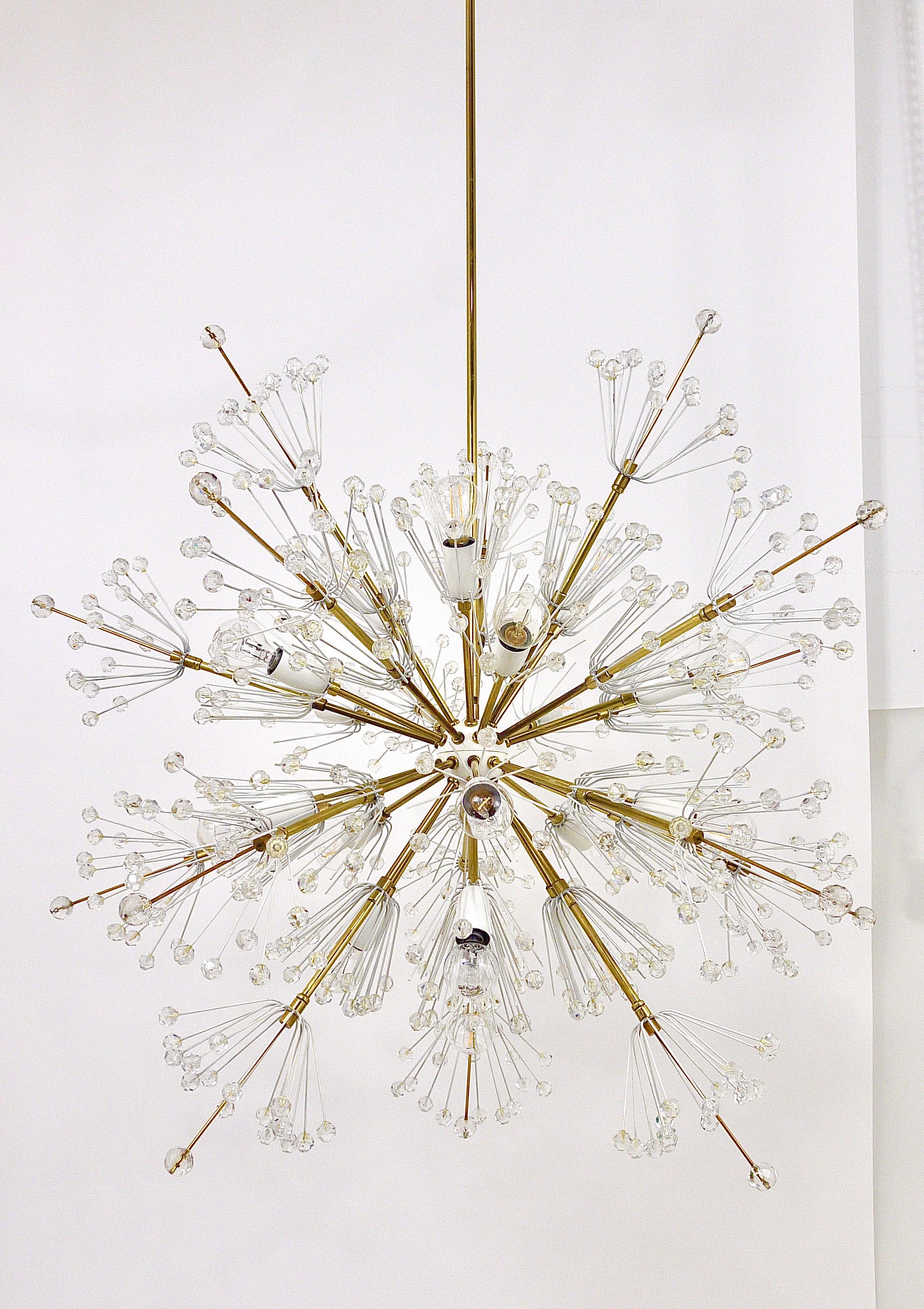 X-Large Emil Stejnar Midcentury Sputnik Brass Chandelier Rupert Nikoll, Austria For Sale 9