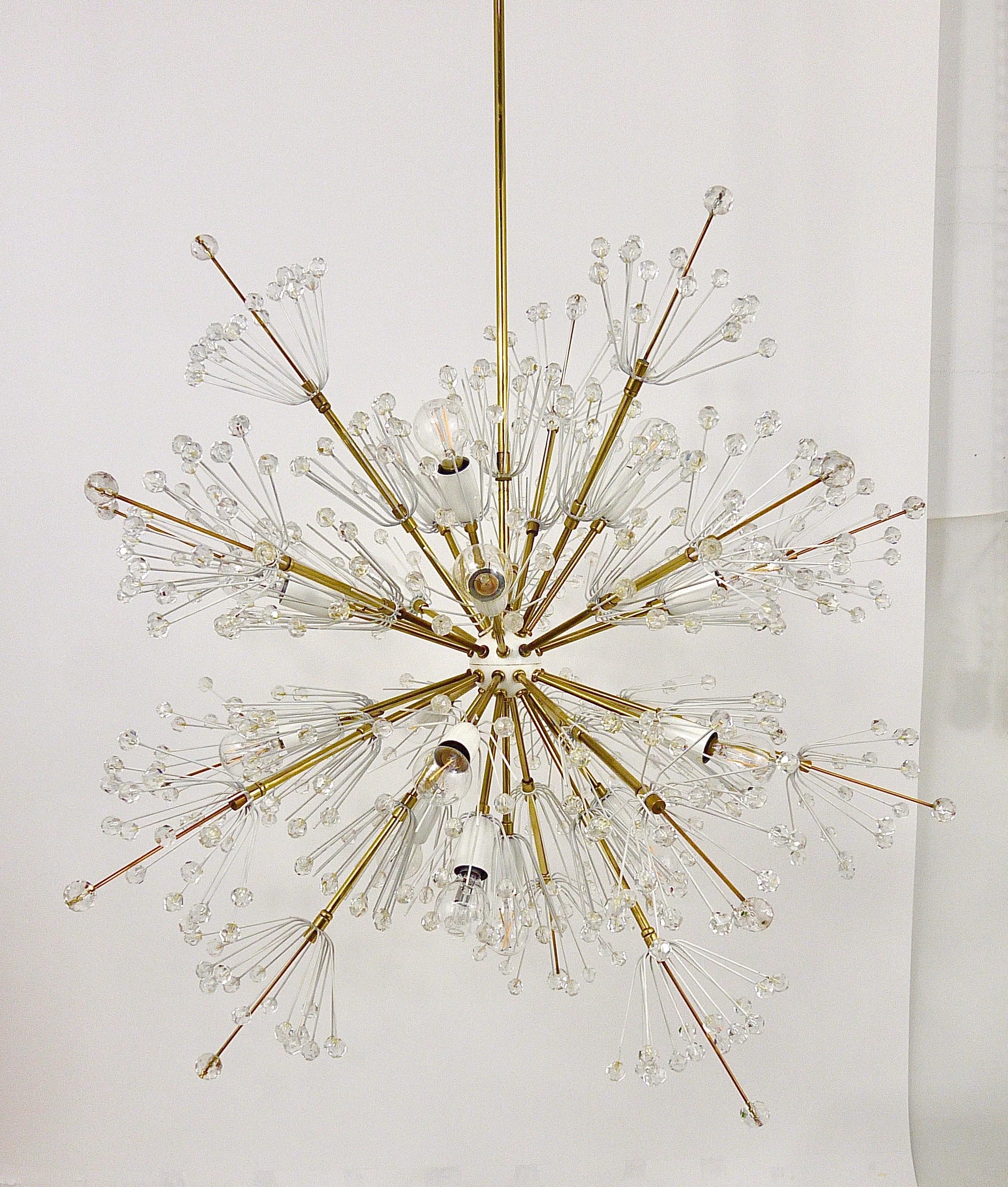 Austrian Large Emil Stejnar Midcentury Sputnik Brass Chandelier by Rupert Nikoll, Austria For Sale