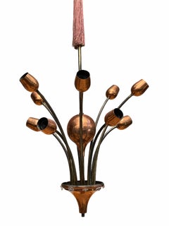 Grand lustre spoutnik Emil Stejnar Rupert Nikoll, cuivre laiton, Vienne, années 1950