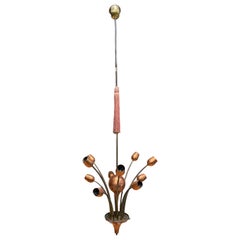 Large Emil Stejnar Sputnik Chandelier Rupert Nikoll, Brass Copper, Vienna, 1950s