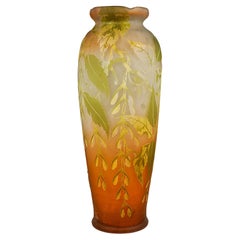 Large Émile Gallé Art Nouveau Cameo Vase, Ash-Maple Decor, France, Circa 1900