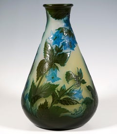 Large Emile Galle Art Nouveau Cameo Vase, Campanule, Nancy, France, Circa 1910