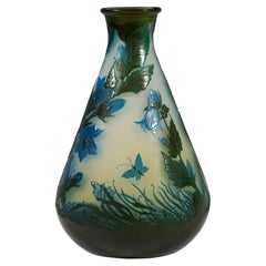 Large Emile Galle Art Nouveau Cameo Vase, Campanule, Nancy, France, Circa 1910