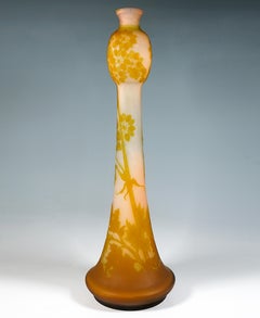 Large Émile Gallé Art Nouveau Cameo Vase, Umbellifers Decor, France, circa 1904