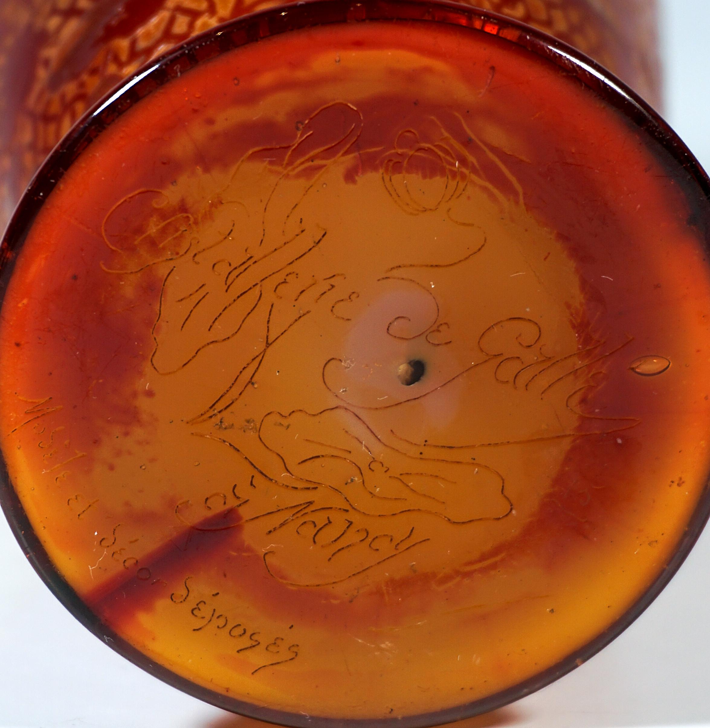 Große Émile Gallé Jugendstil-Vase 'Orchidées & Abeille', Nancy, Frankreich, um 1890 im Angebot 1