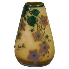 Émile Gallé Art Nouveau Vase with Clematis Decor, France Ca 1906