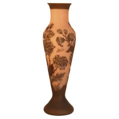Large Emile Gallé Floral Pate de Verre Cameo Vase