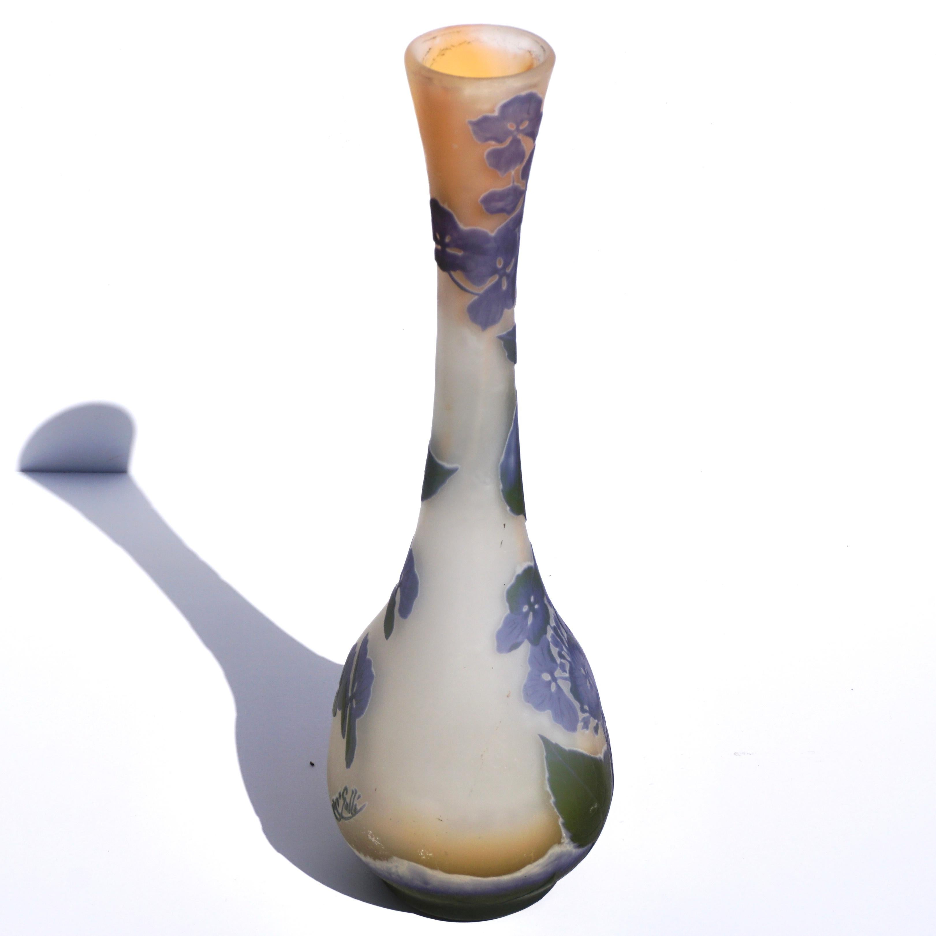 Large Emile Galle Hydrangea Cameo Vase 1