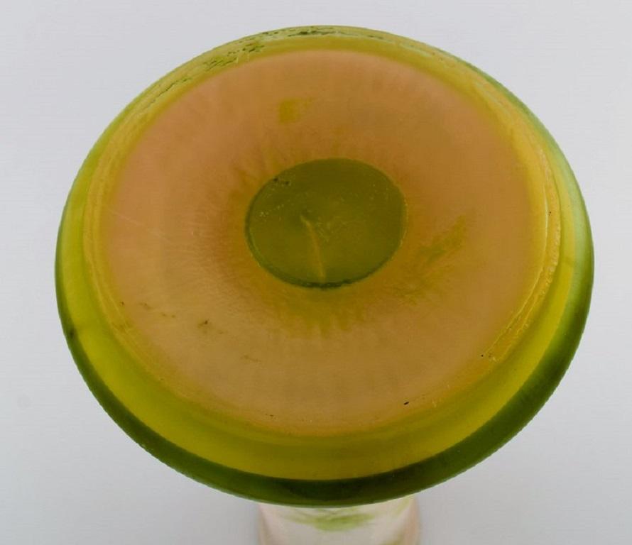 Large Emile Gallé Vase in Frosted and Green Art Glass For Sale 3