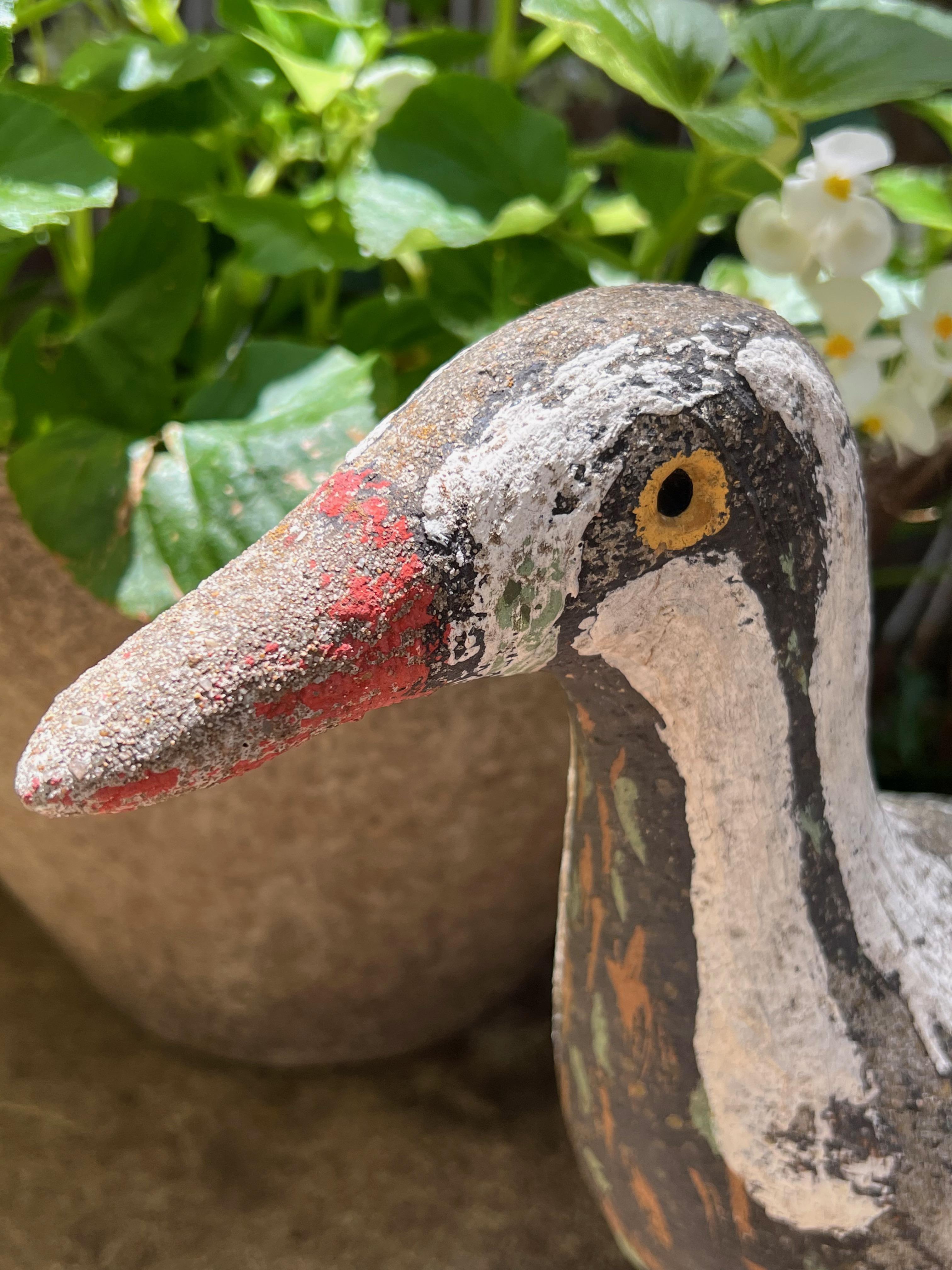Large Émile Taugourdeau, Garden Bird with Original Colored Concrete 10