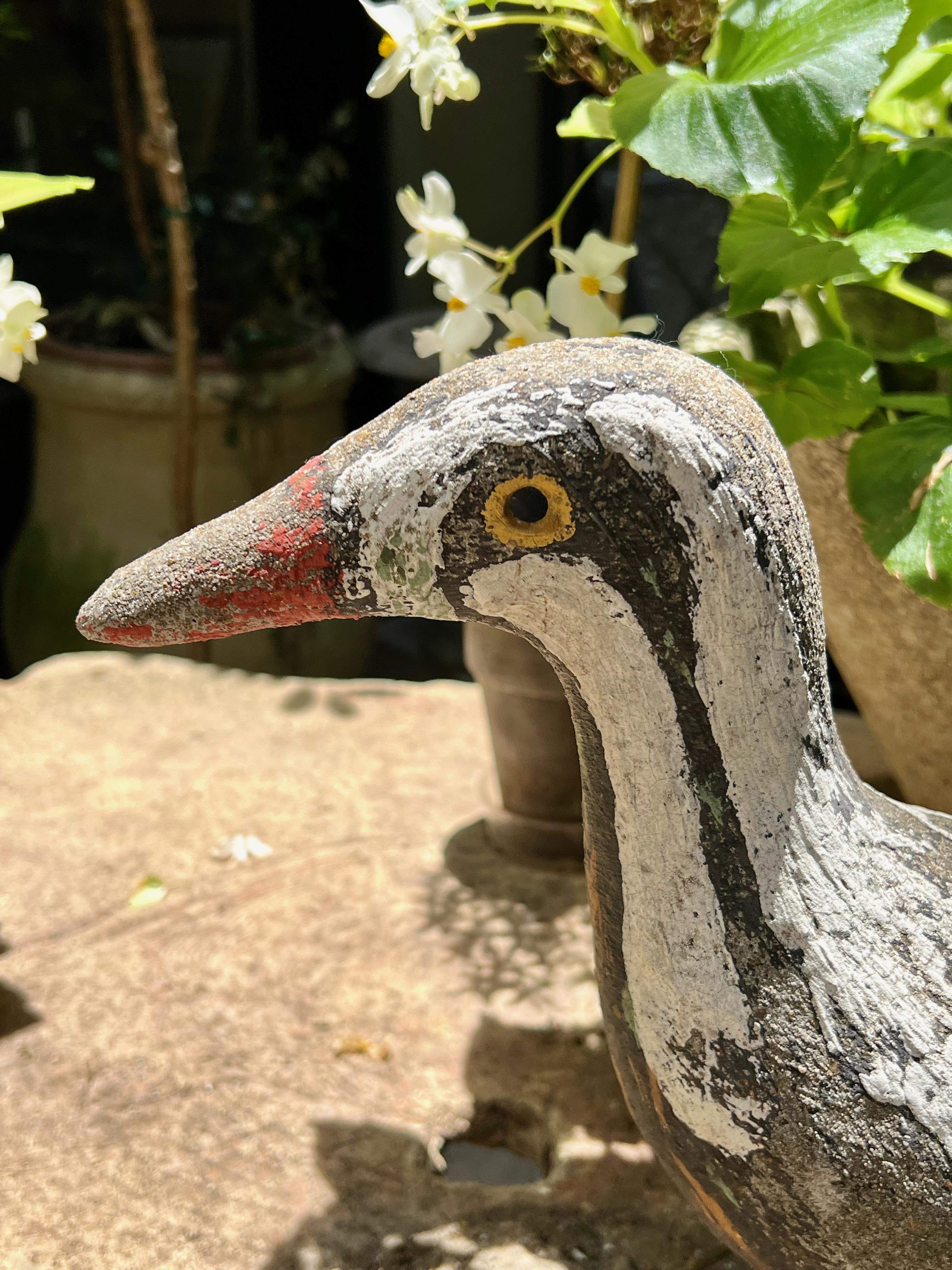 Large Émile Taugourdeau, Garden Bird with Original Colored Concrete 11