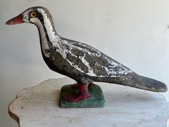 Large Émile Taugourdeau, Garden Bird with Original Colored Concrete