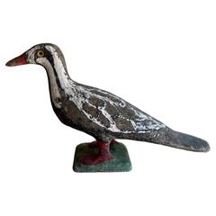 Retro Large Émile Taugourdeau, Garden Bird with Original Colored Concrete