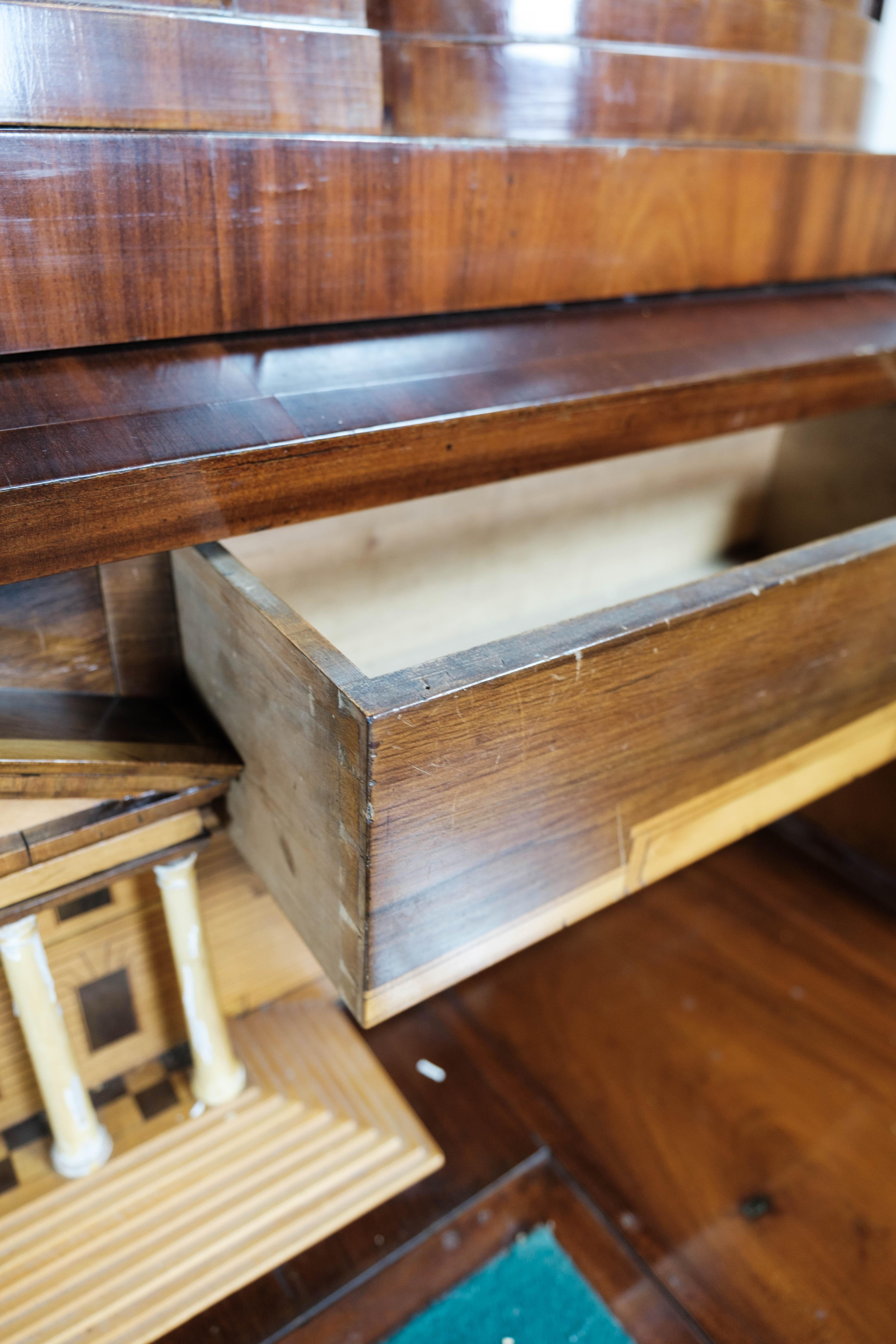 Large Empire Bureau Of Hand Polished Mahogany With Inlaid Wood from 1820s For Sale 3