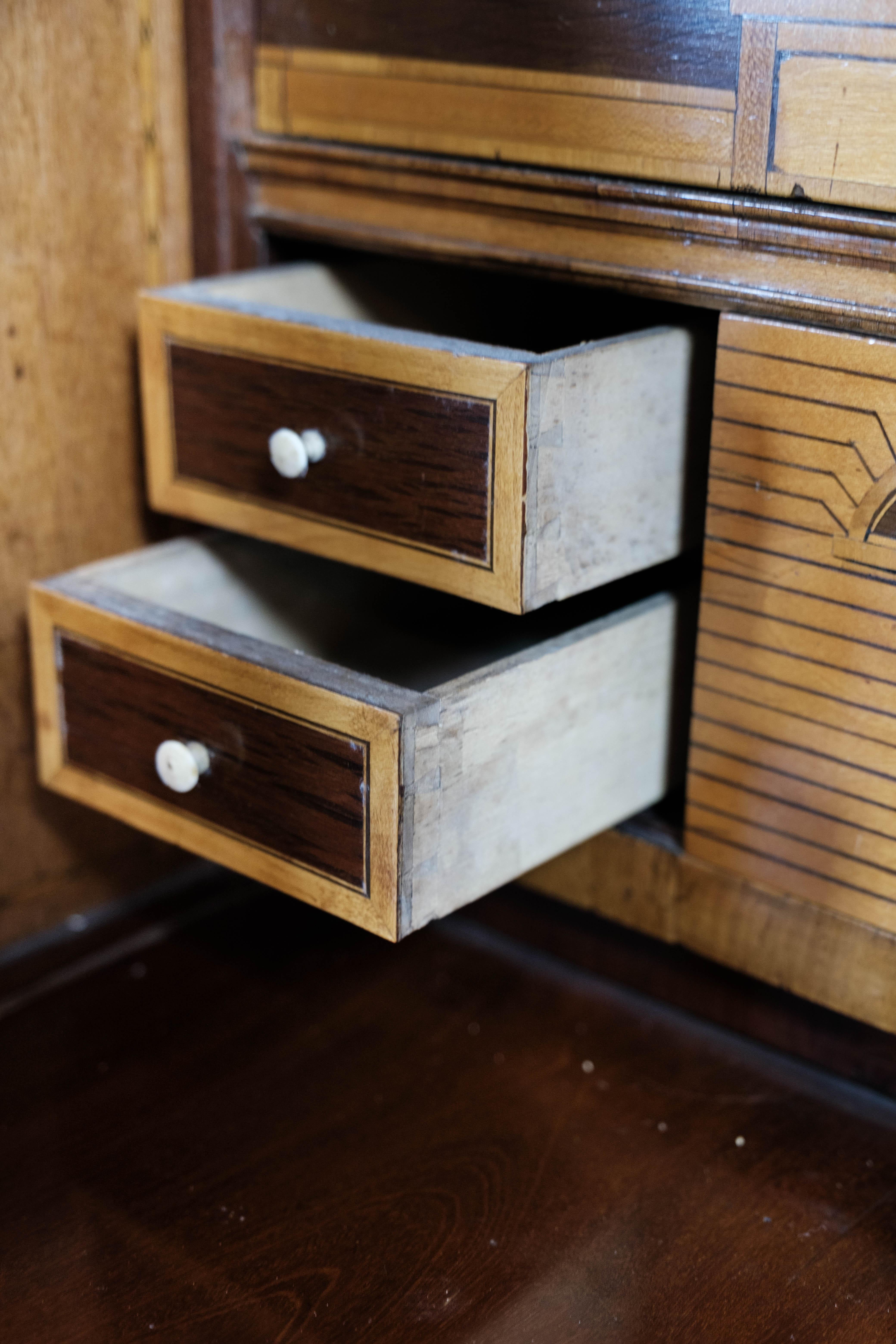 Large Empire Bureau Of Hand Polished Mahogany With Inlaid Wood from 1820s For Sale 9