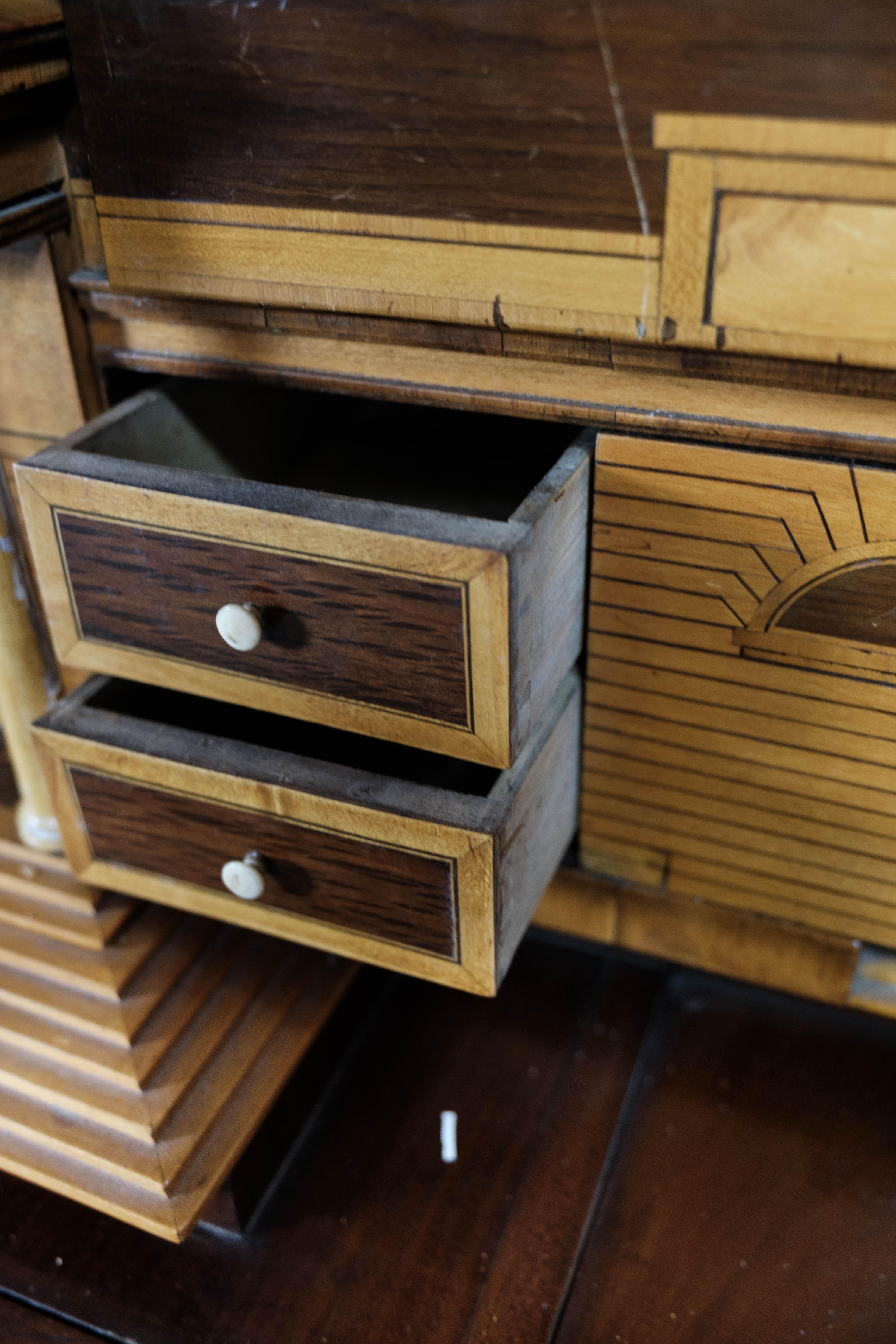 Large Empire Bureau Of Hand Polished Mahogany With Inlaid Wood from 1820s For Sale 11