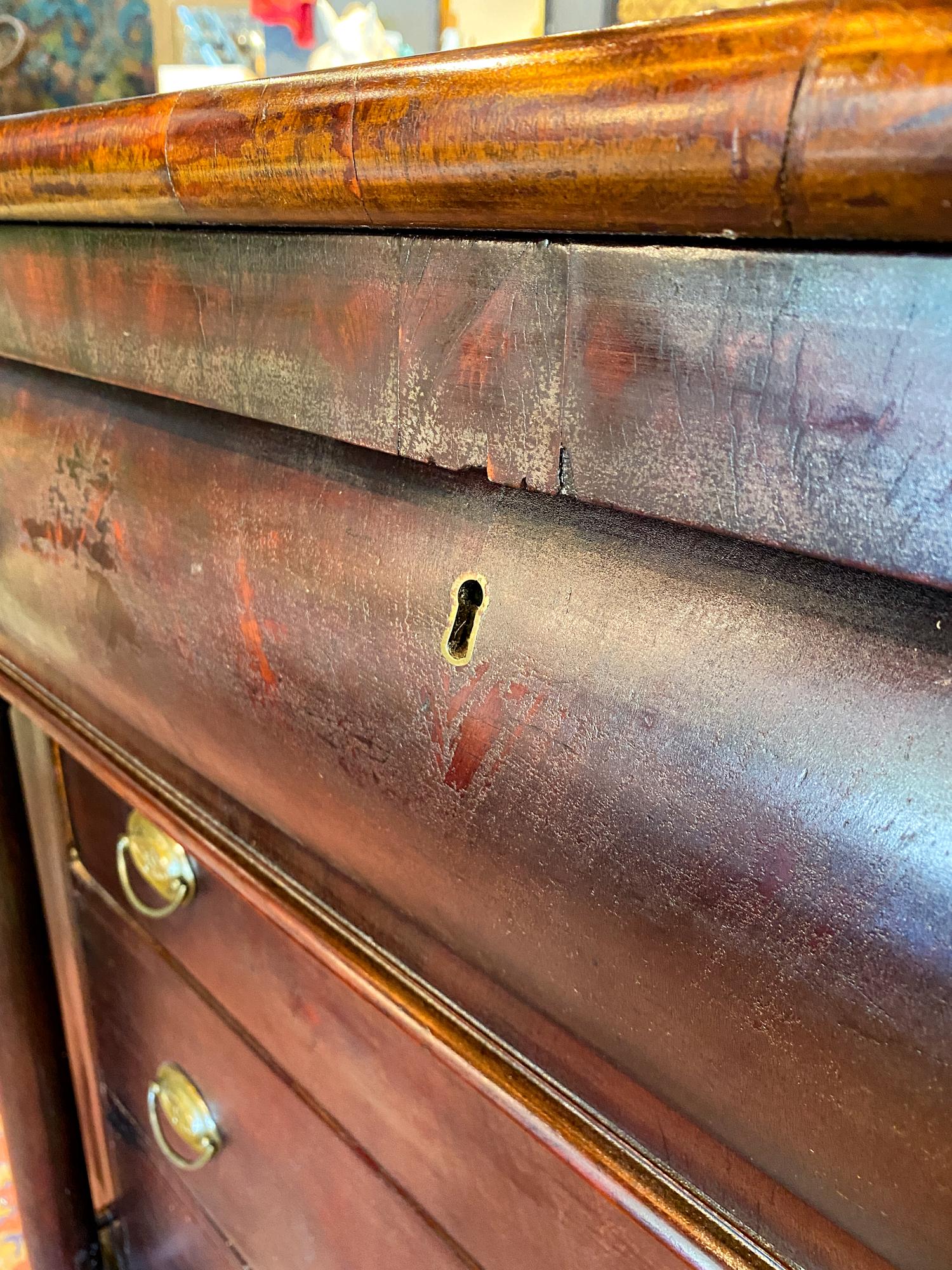 Large Empire Carved Chest of Drawers with Paw Feet and Brass Hardware 8