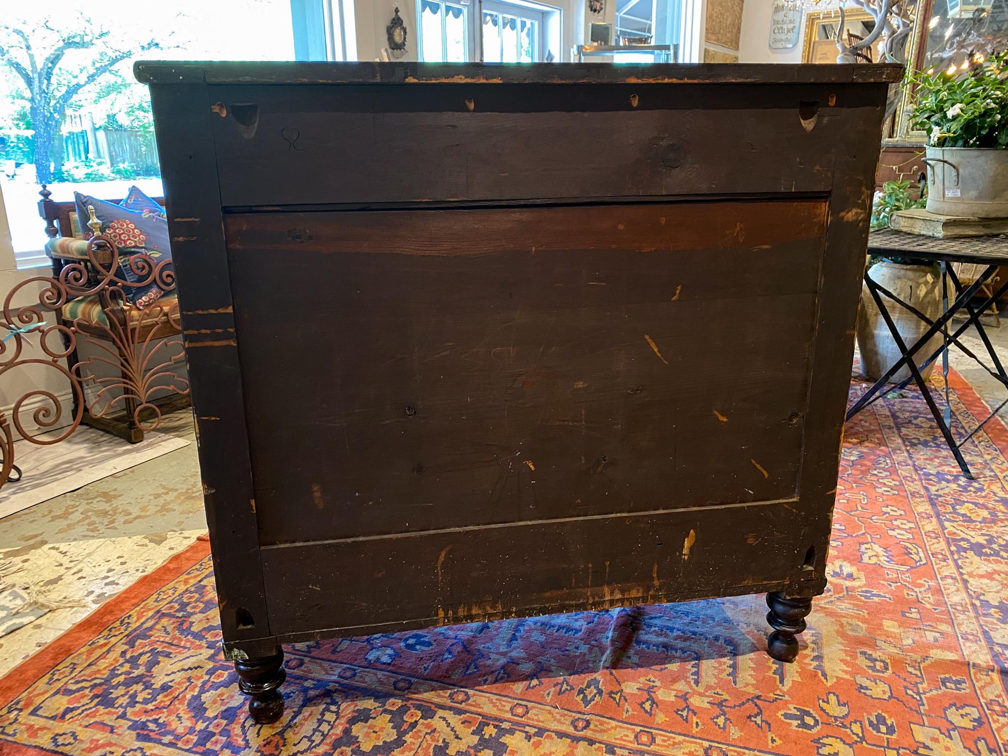 Large Empire Carved Chest of Drawers with Paw Feet and Brass Hardware In Good Condition In Houston, TX
