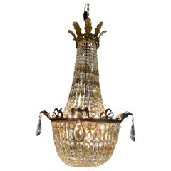 Large empire chandelier with clear and amber crystal