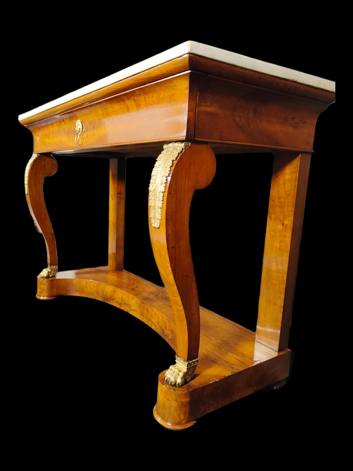 Hand-Crafted Large Empire Console from the Beginning of 1800 19th Century For Sale