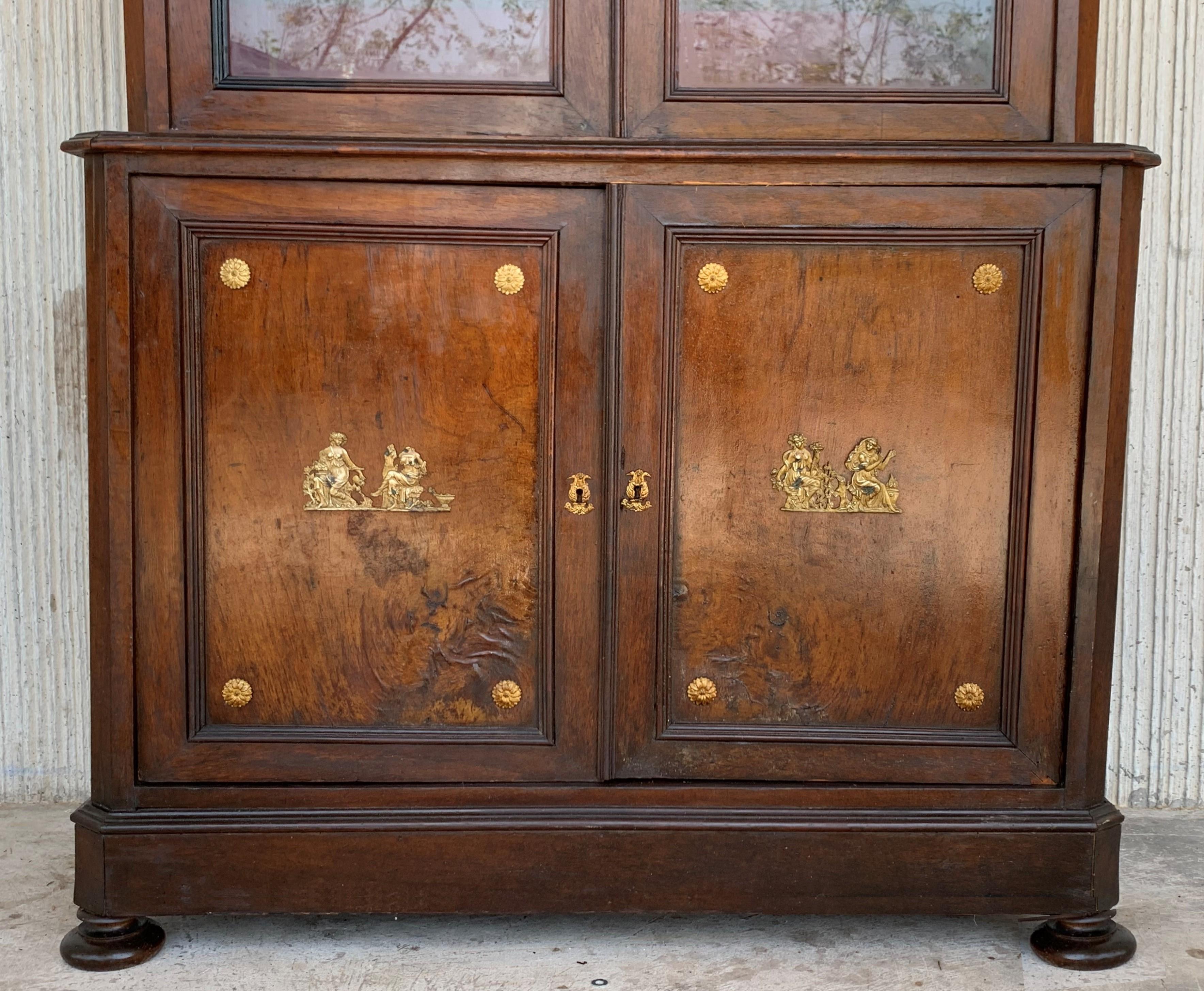 Large Empire Danish Glass Cabinet, Bookcase in Mahogany with Bronze Details For Sale 1