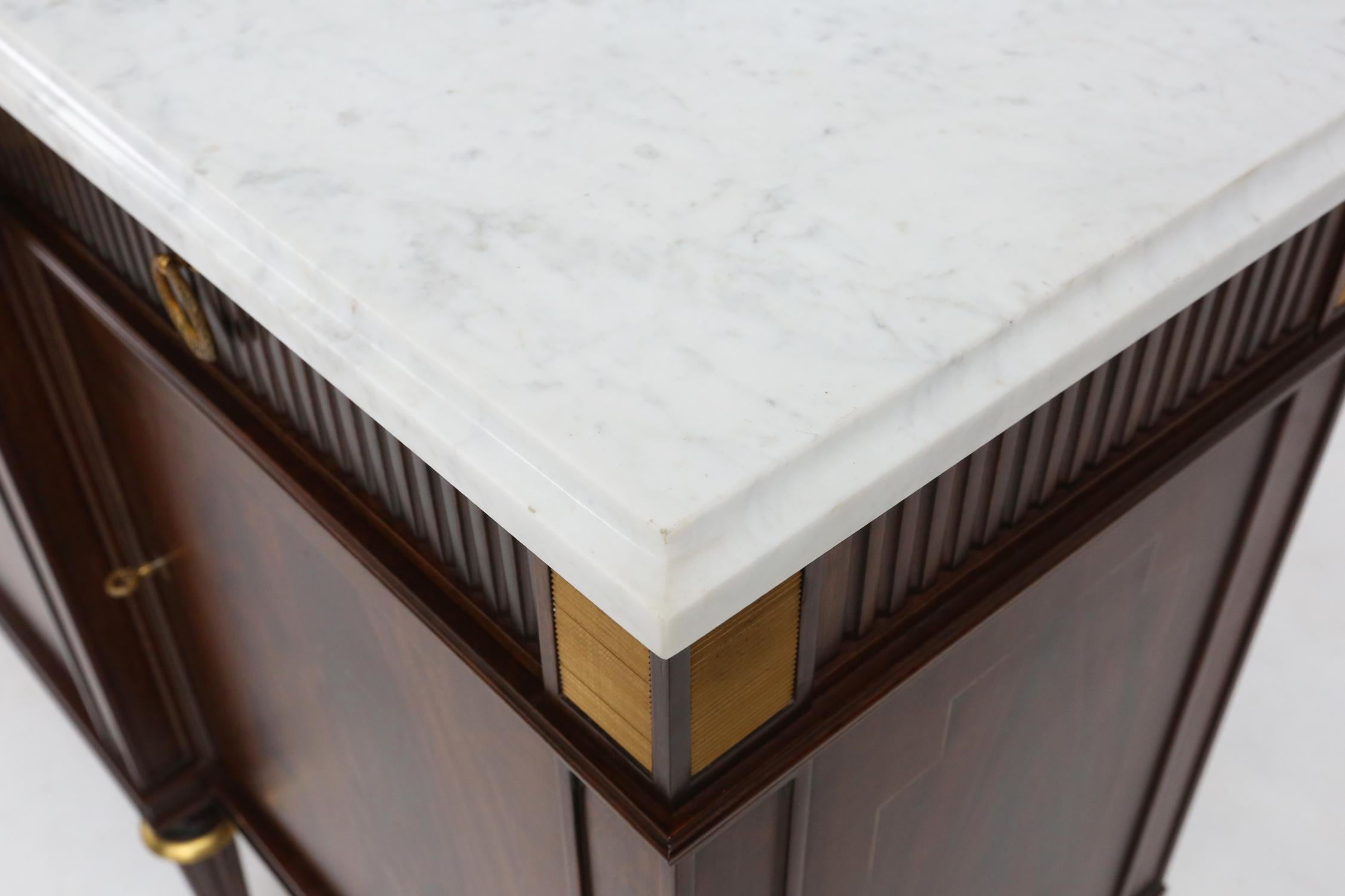 Large empire/ Louis XVI credenza with Carrara marble top, France, ca. 1950 4