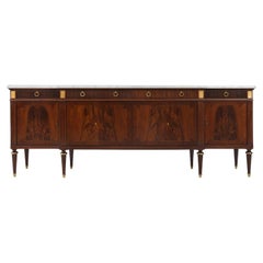 Large empire/ Louis XVI credenza with Carrara marble top, France, ca. 1950