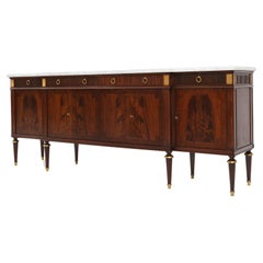 Large empire/ Louis XVI credenza with Carrara marble top, France, ca. 1950