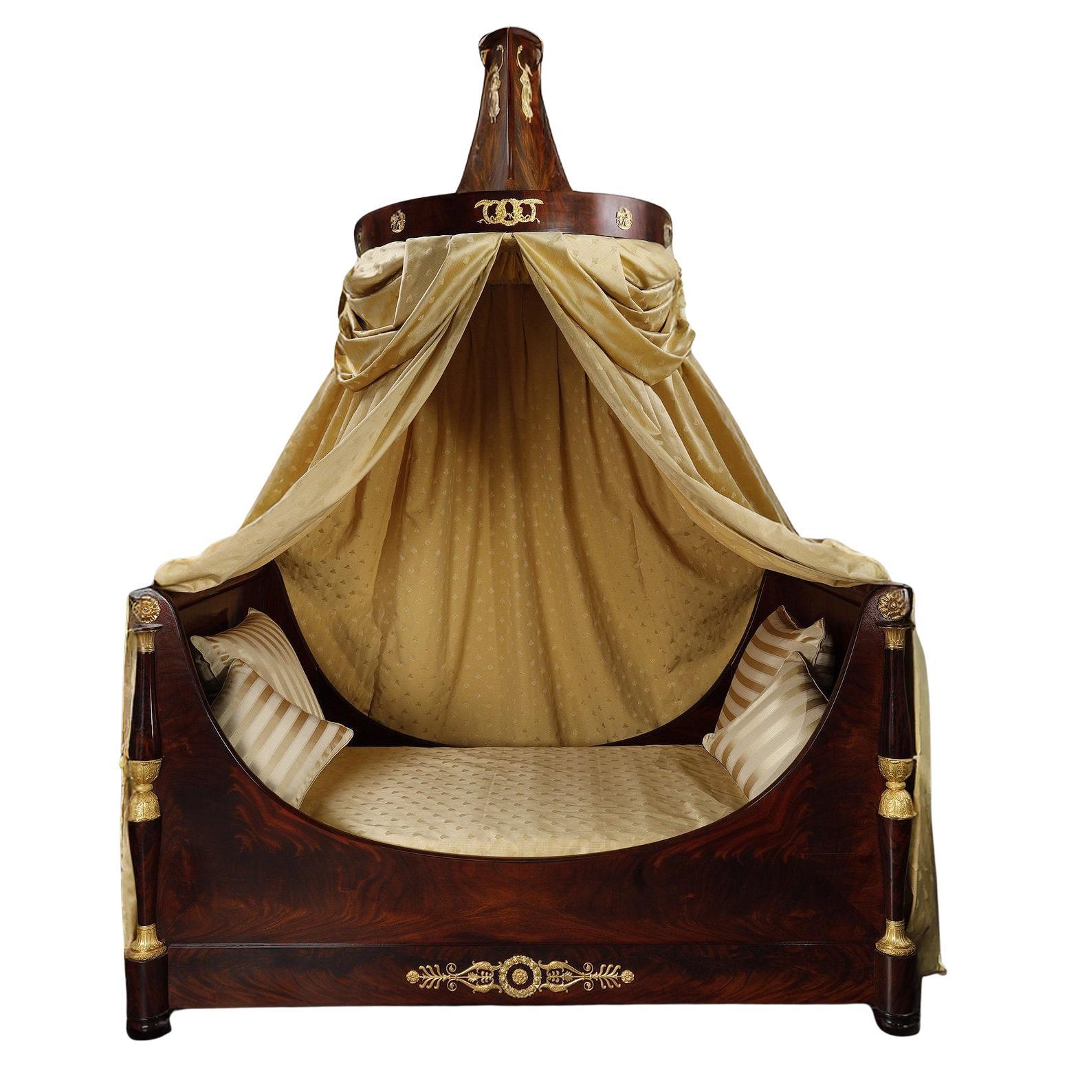 Large Empire period boat bed and canopy