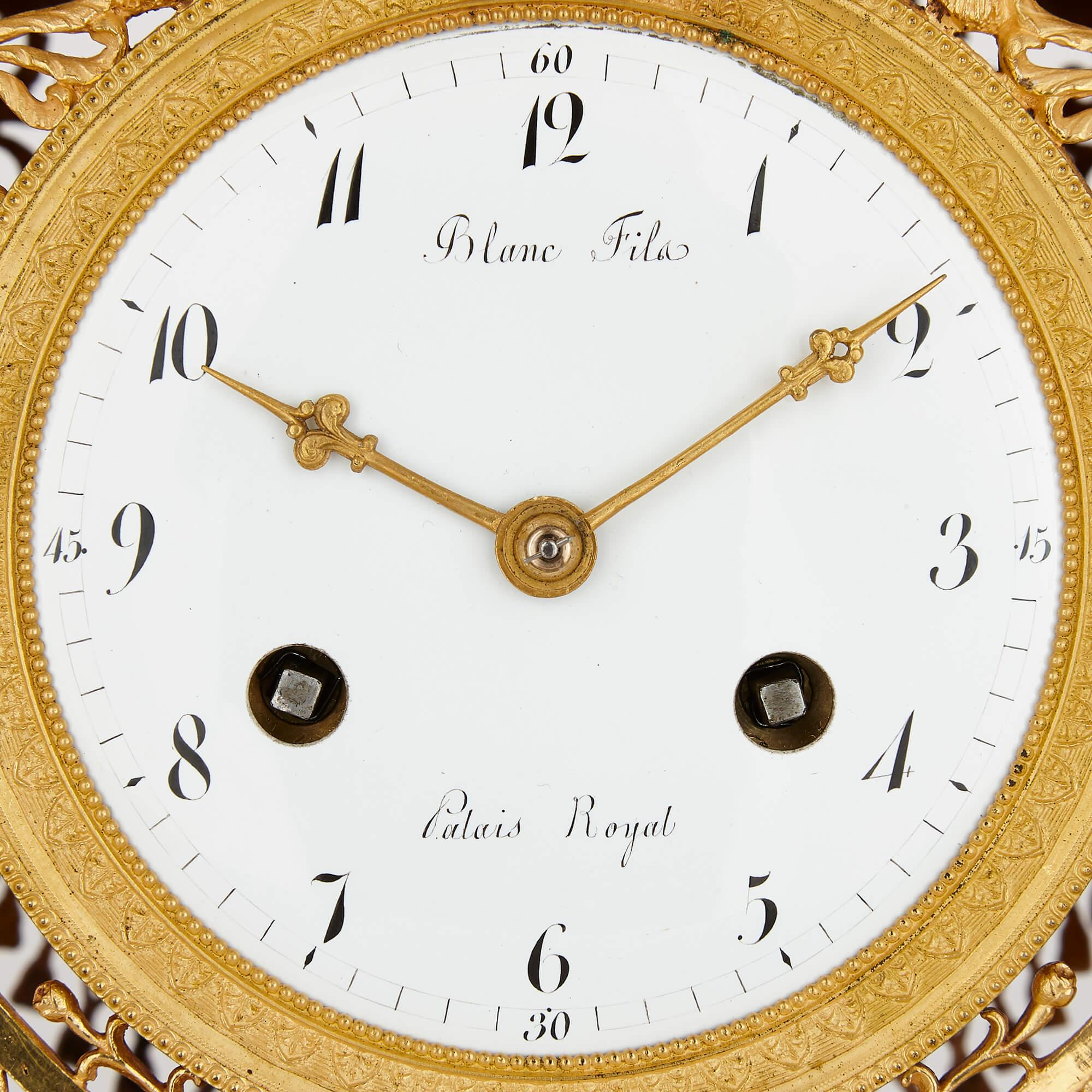 19th Century Large Empire Period Gilt Bronze Mantel Clock For Sale