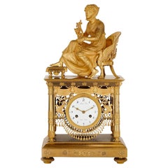 Large Empire Period Gilt Bronze Mantel Clock