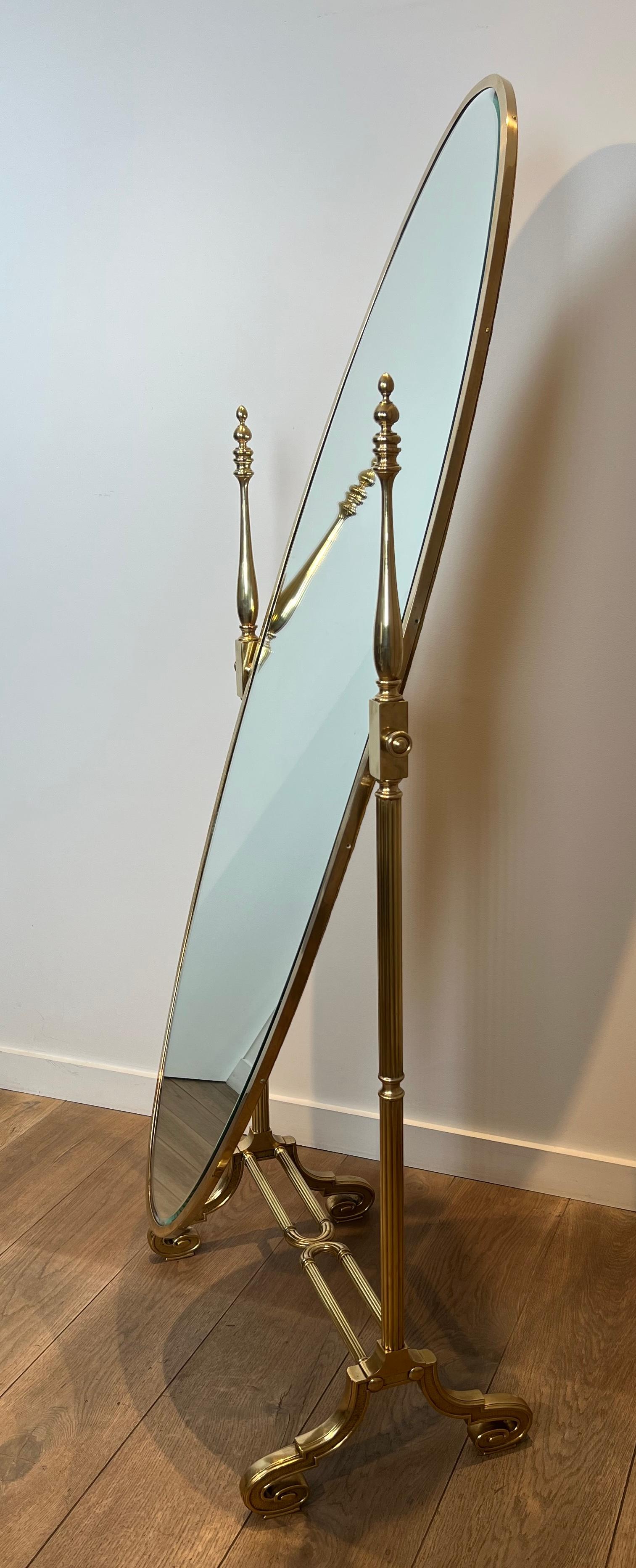 Grande specchio Psiche in stile impero in bronzo e ottone in vendita 5