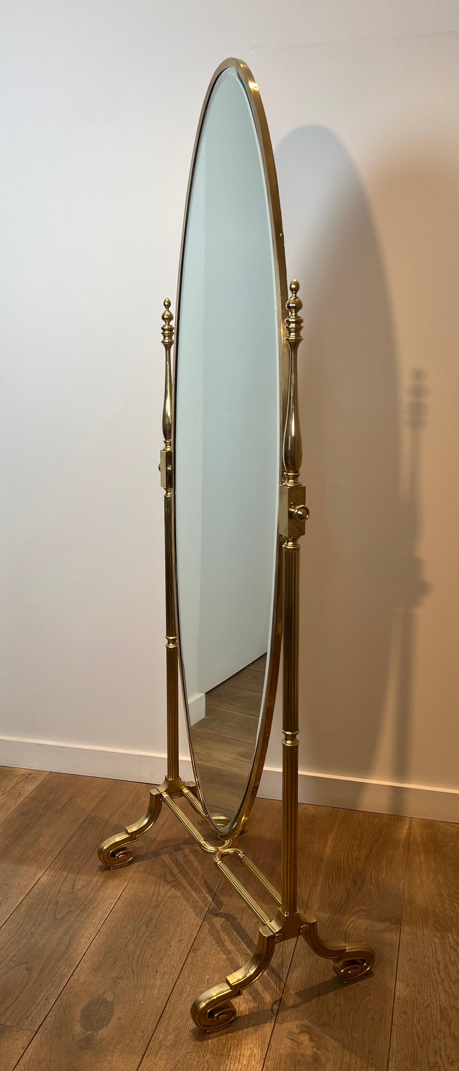Grande specchio Psiche in stile impero in bronzo e ottone in vendita 6
