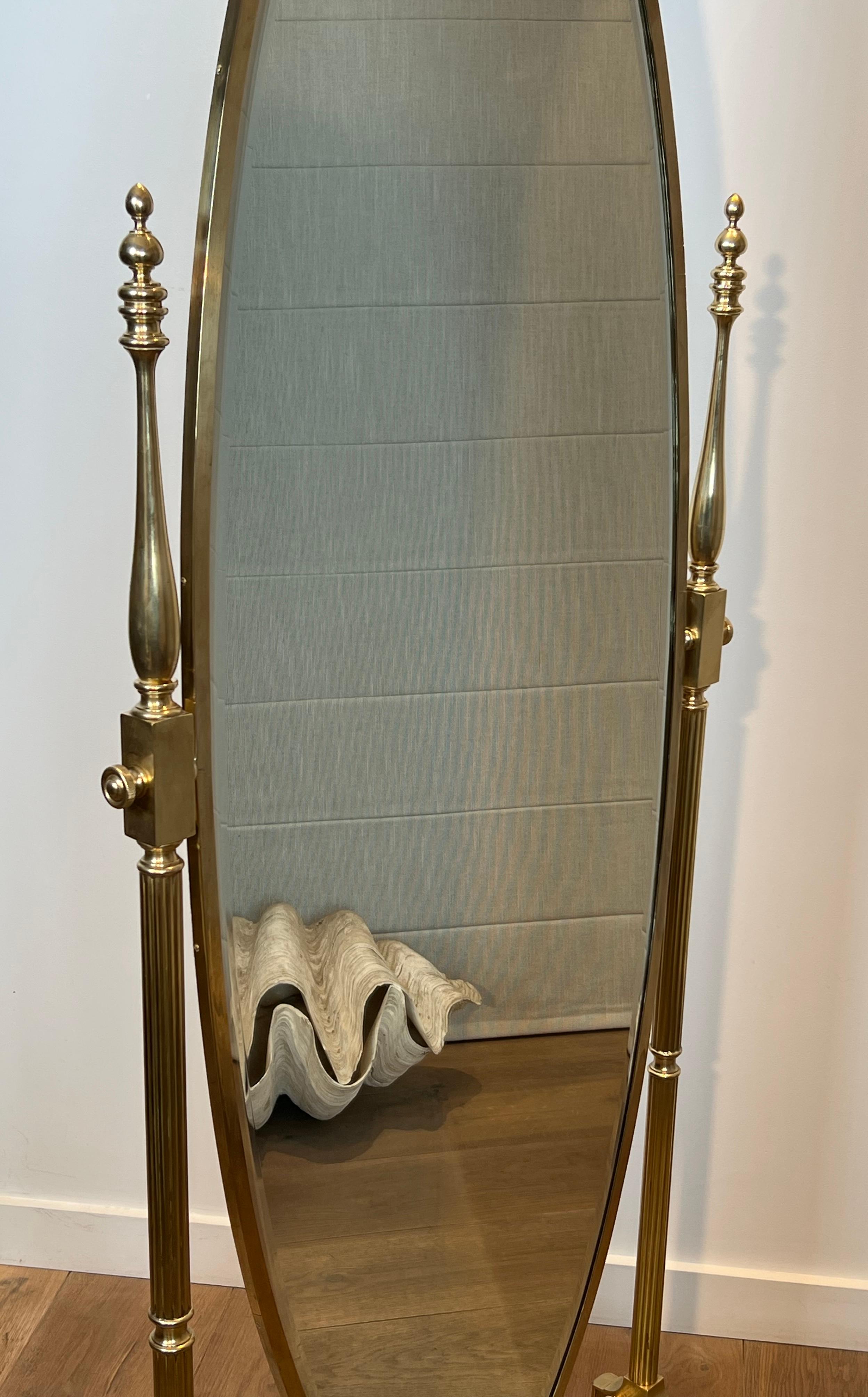 Grande specchio Psiche in stile impero in bronzo e ottone in vendita 8