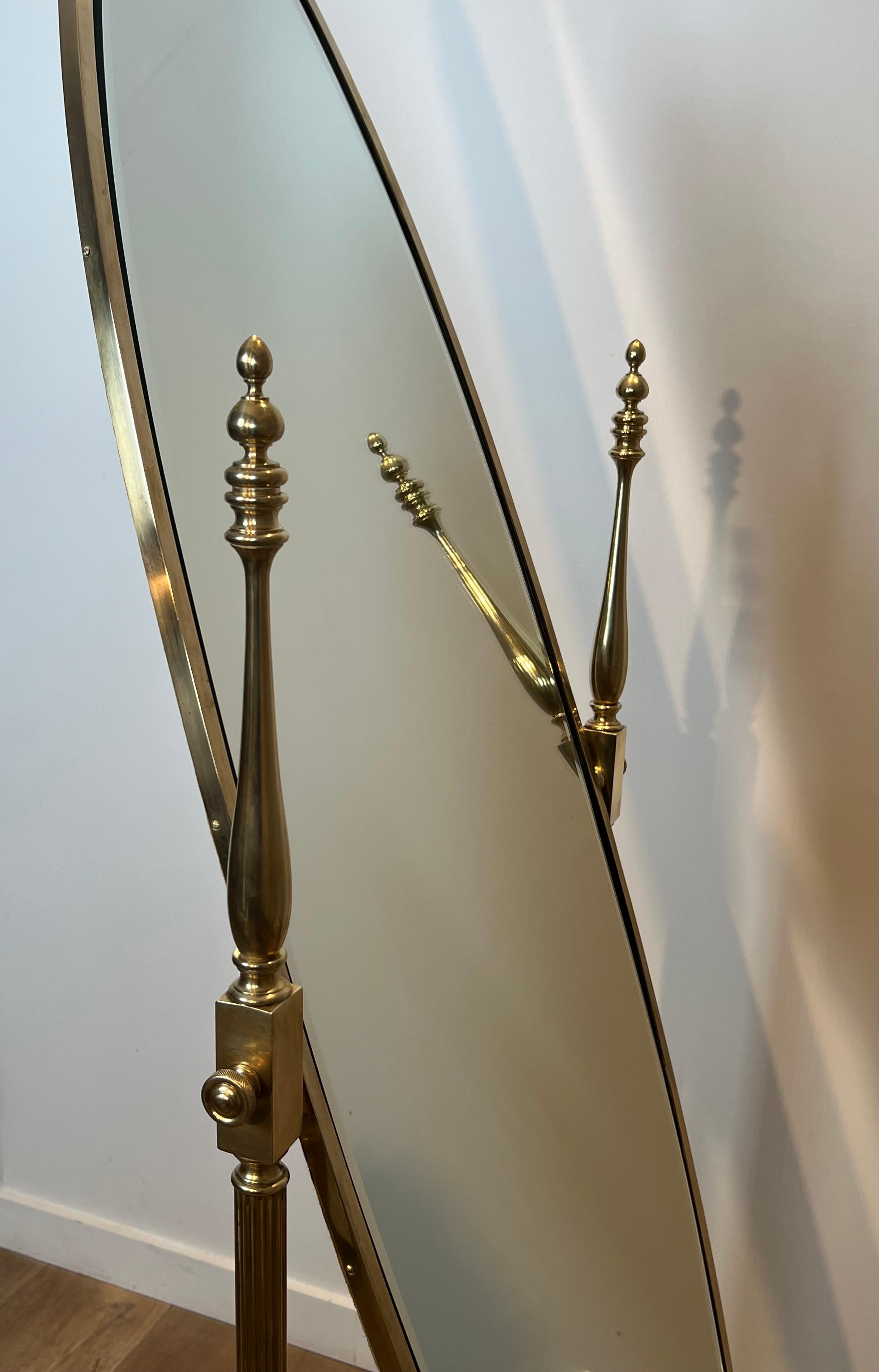 Grande specchio Psiche in stile impero in bronzo e ottone in vendita 9